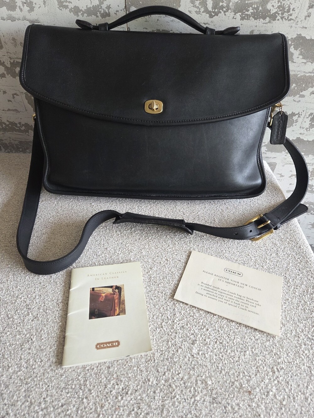 VTG Coach Black Leather Metropolitan Briefcase 5265 USA